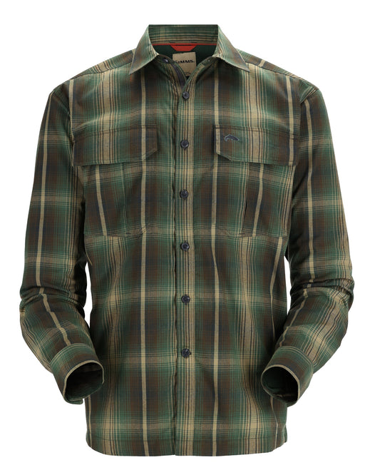 M'S COLDWEATHER LS SHIRT FOREST HICKORY PLAID-on-mannequin