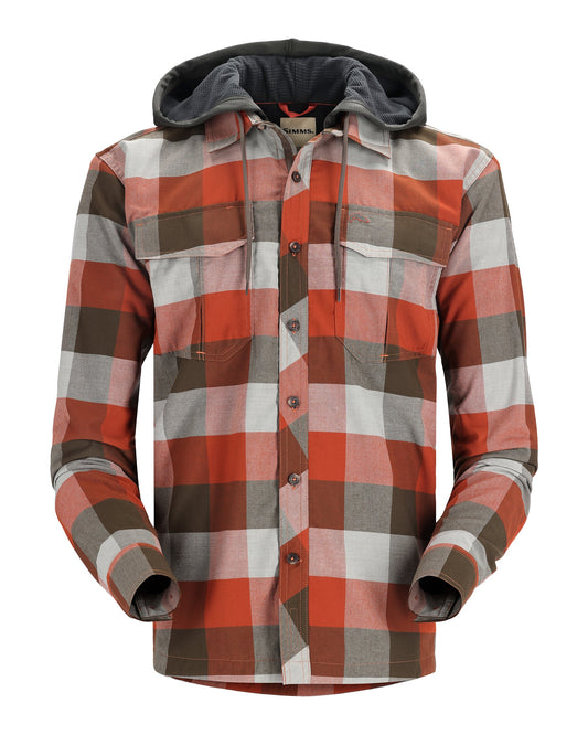 M'S COLDWEATHER HOODY CLAY BUFFALO PLAID-on-mannequin